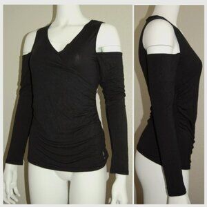 NWOT Abercrombie & Fitch, Viscose Cold Shoulders Ruched Top, Women Size M, Black